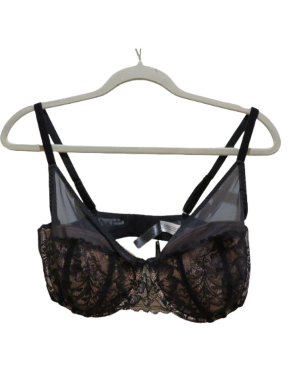 ADORE ME Exquisita Black Lace Mesh Velvet Bra Size 34DDD Pinup Whimsigoth